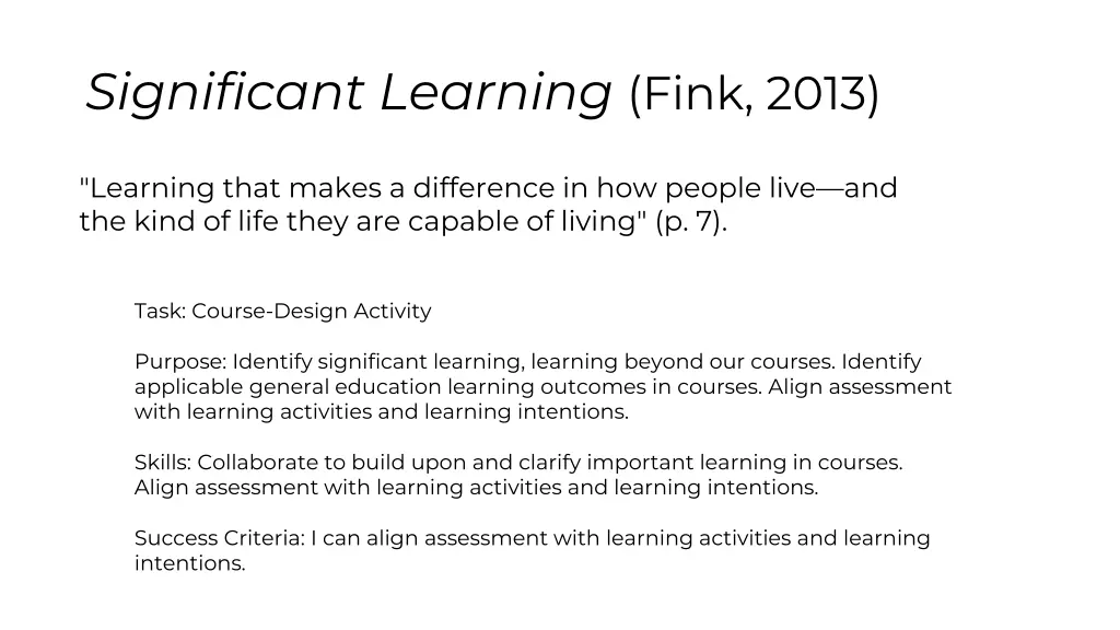 significant learning fink 2013