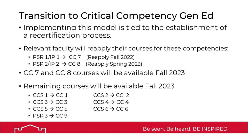 transition to critical competency