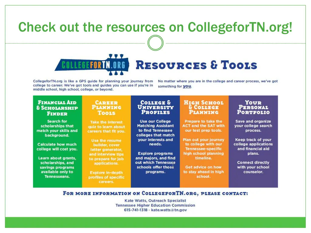 check out the resources on collegefortn org