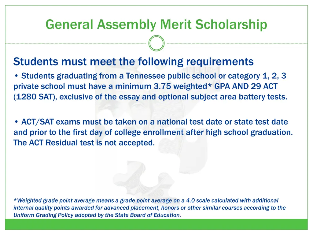 general assembly merit scholarship