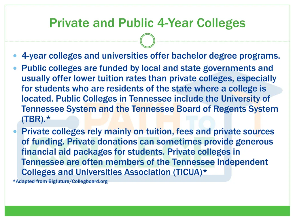 private and public 4 year colleges