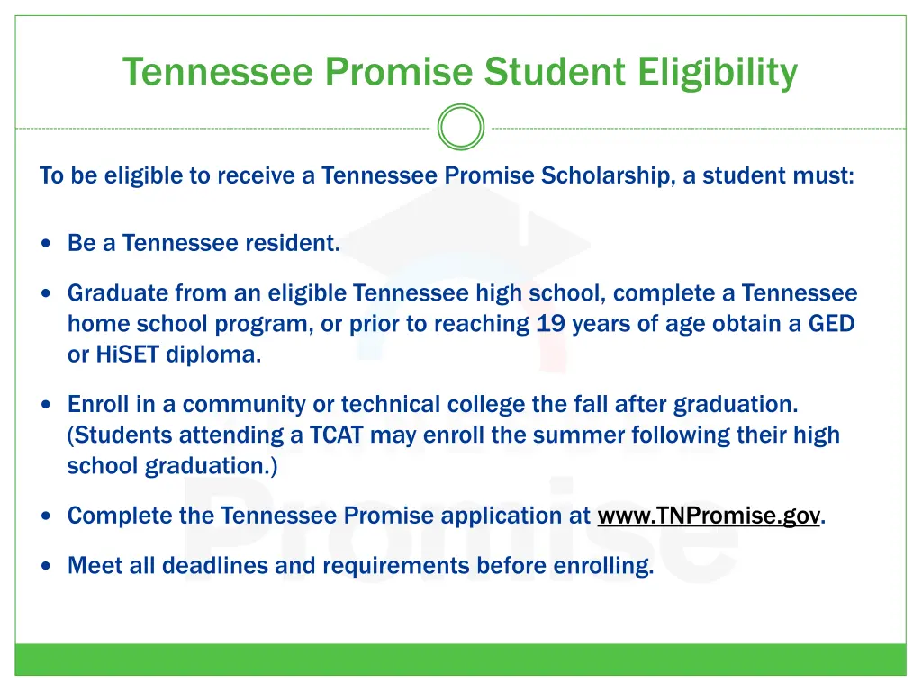 tennessee promise student eligibility