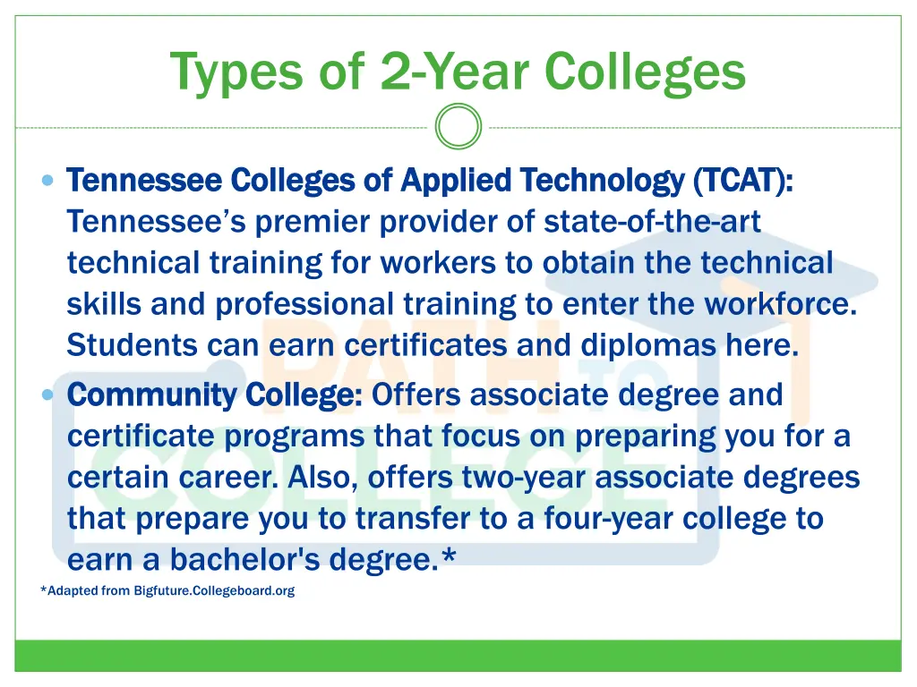 types of 2 year colleges