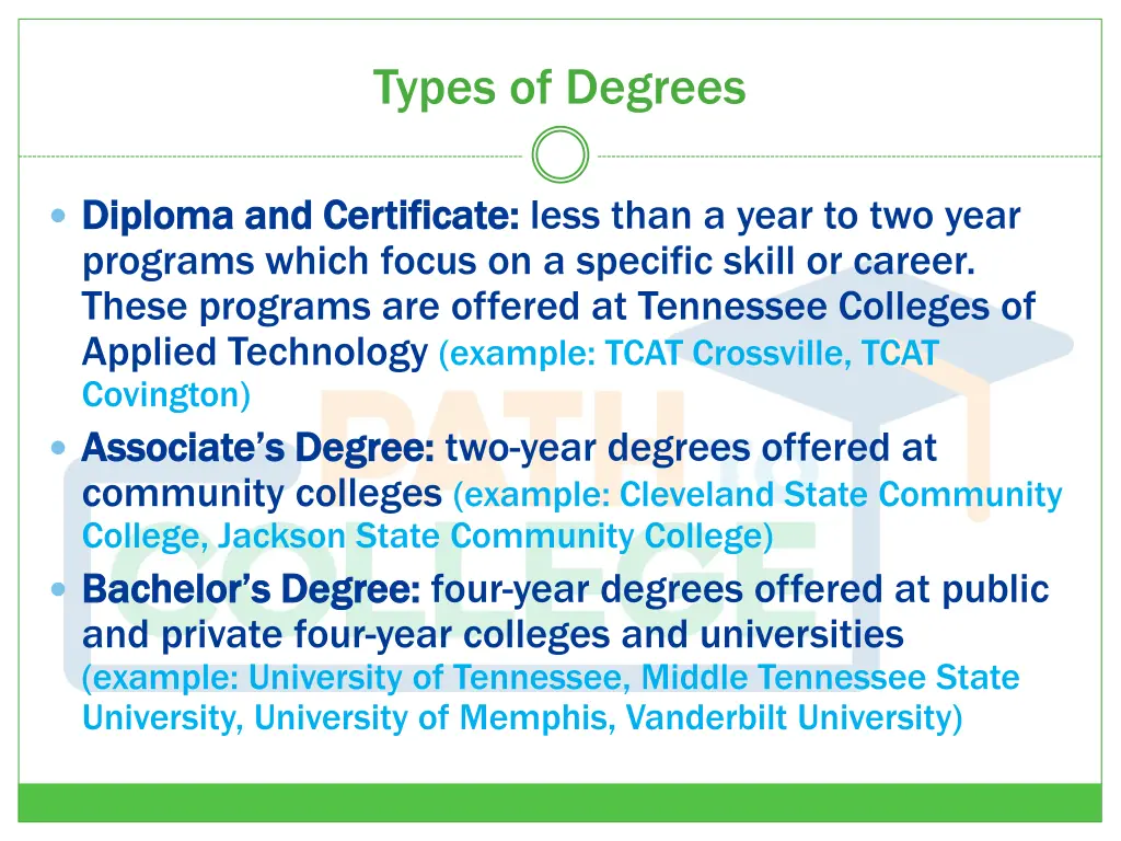 types of degrees