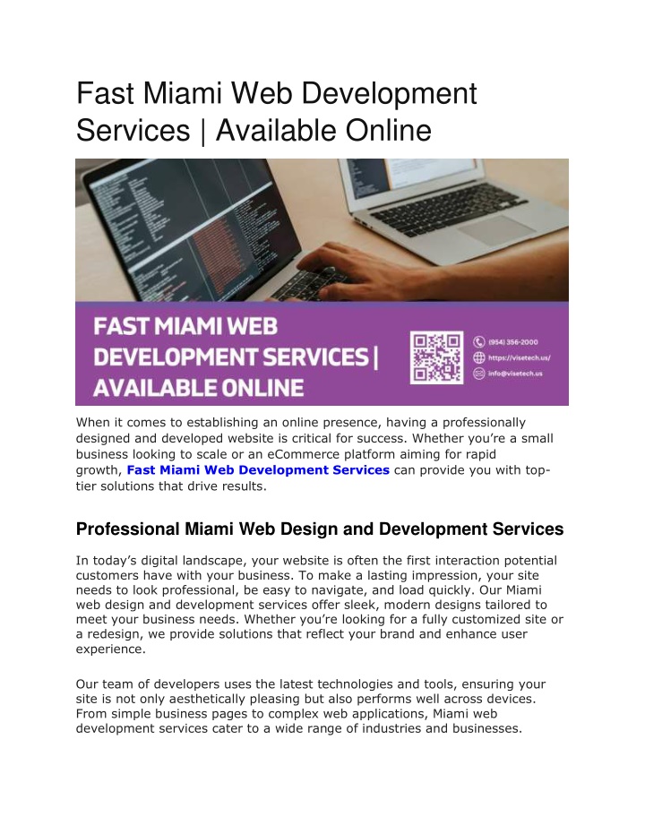 fast miami web development services available