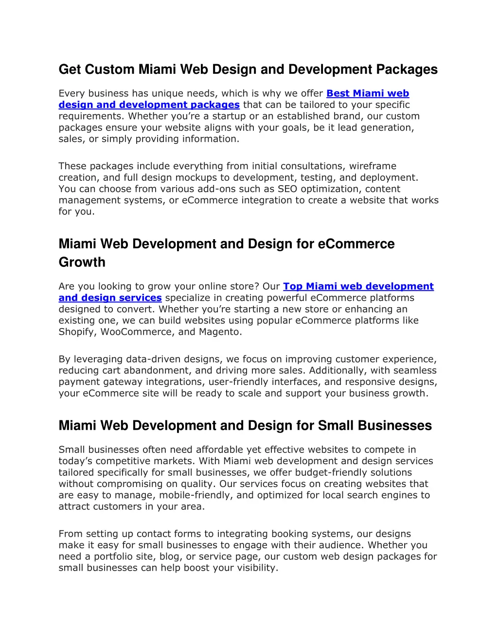 get custom miami web design and development