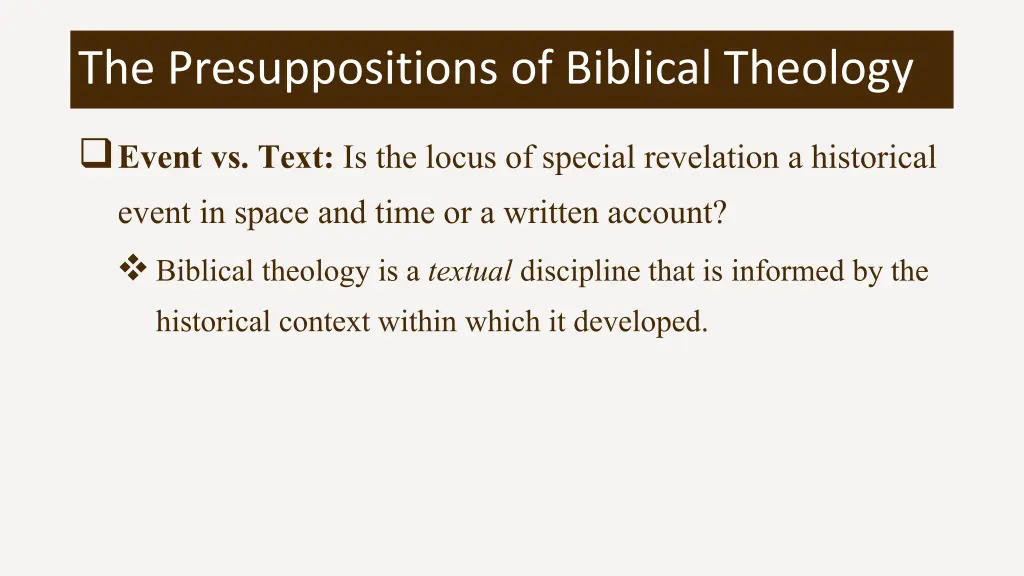 the presuppositions of biblical theology