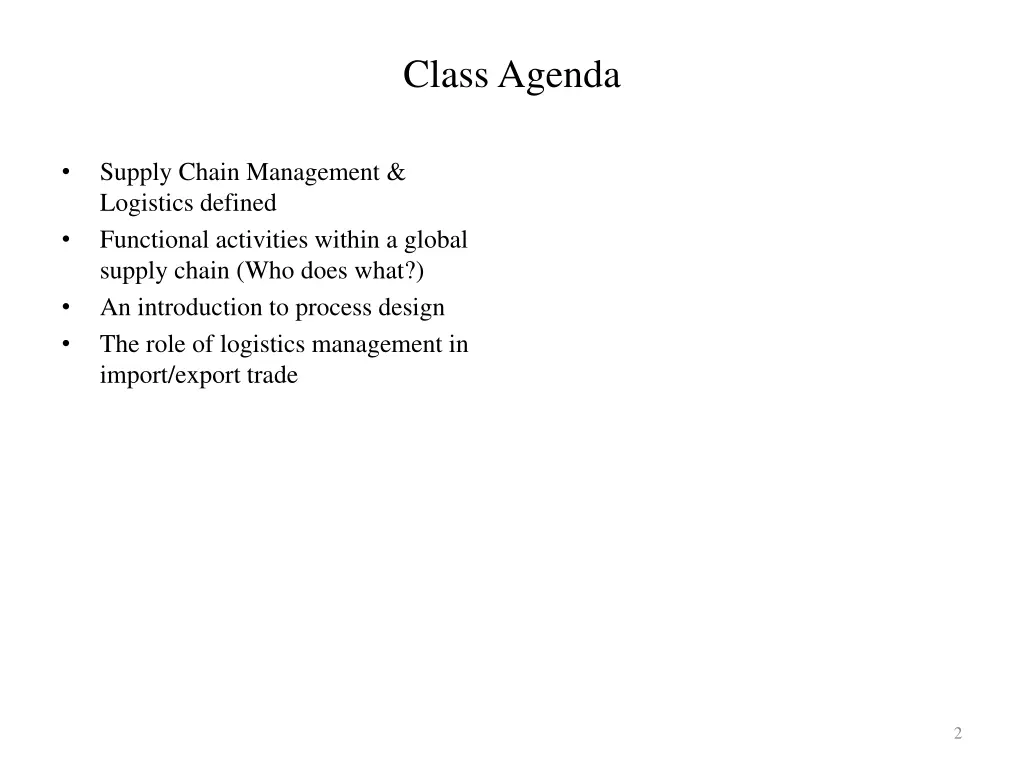 class agenda