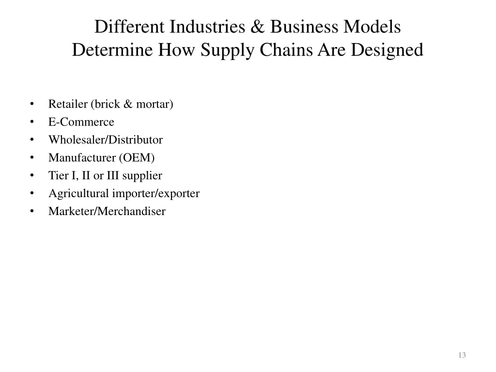 different industries business models determine