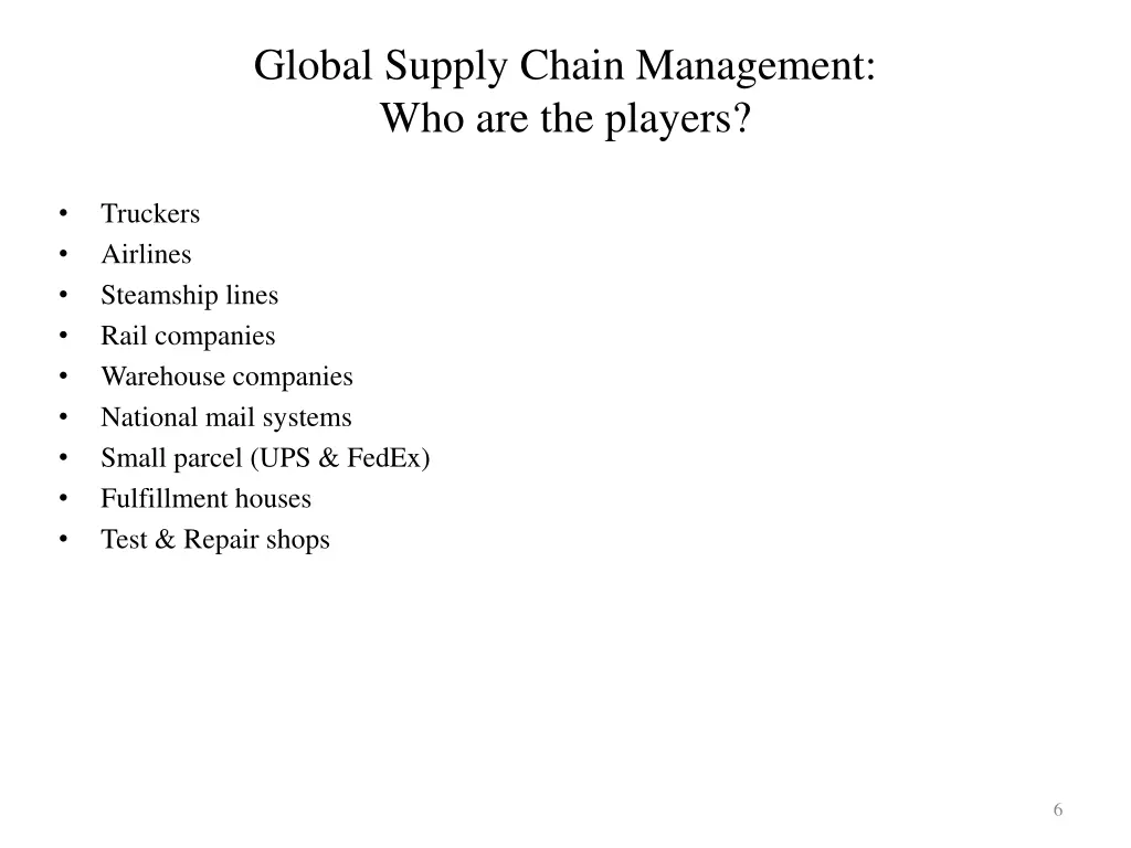 global supply chain management who are the players 1