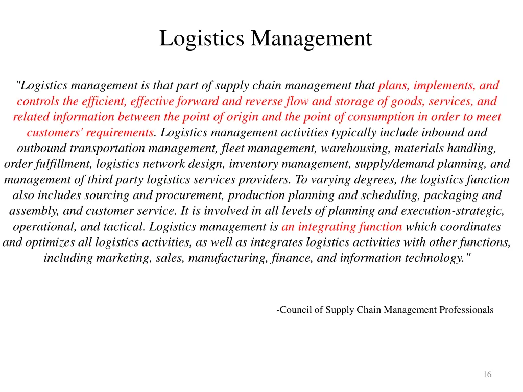 logistics management