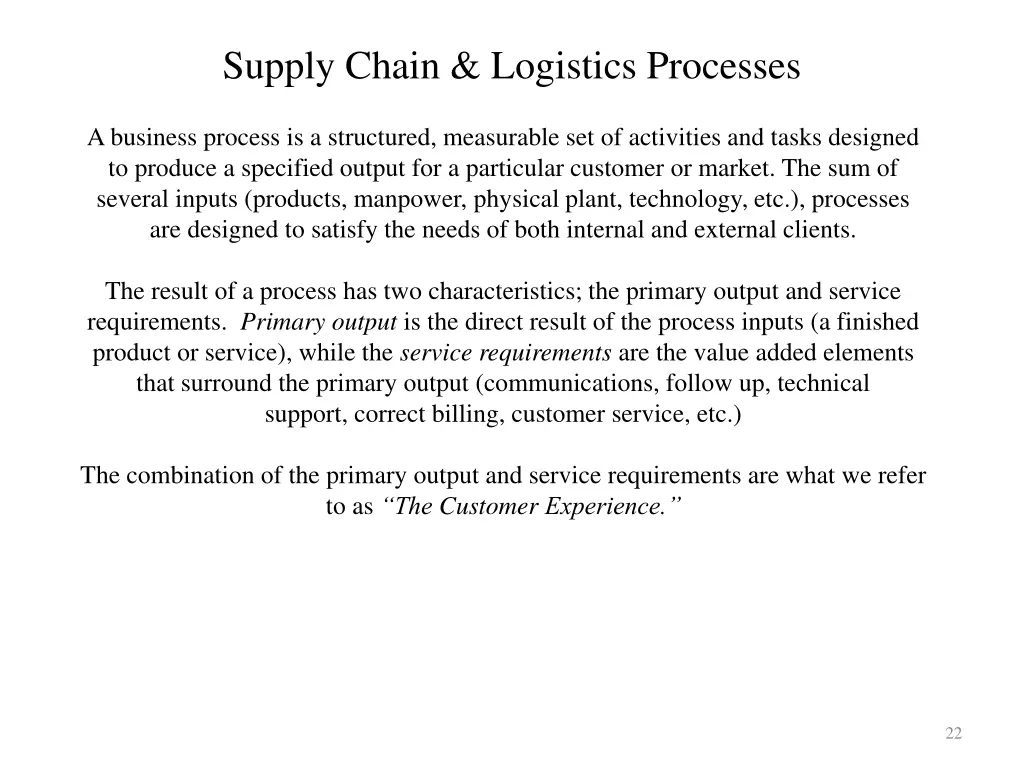 supply chain logistics processes