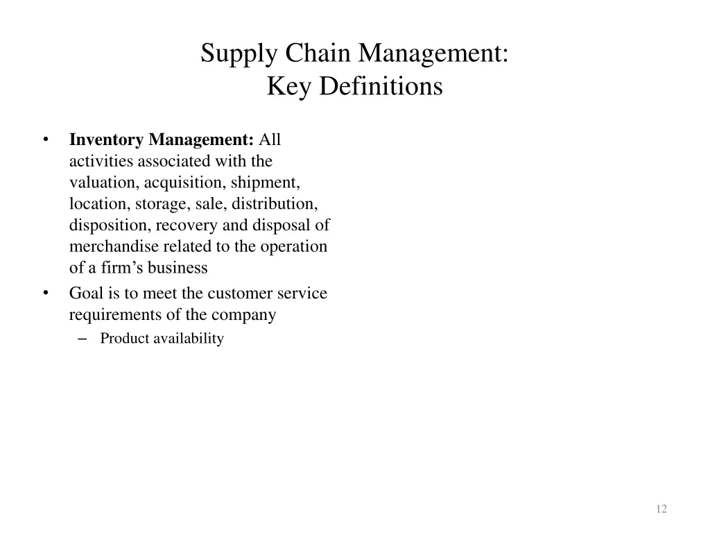 supply chain management key definitions 2