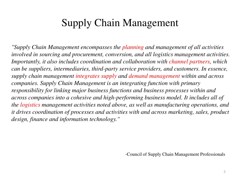 supply chain management