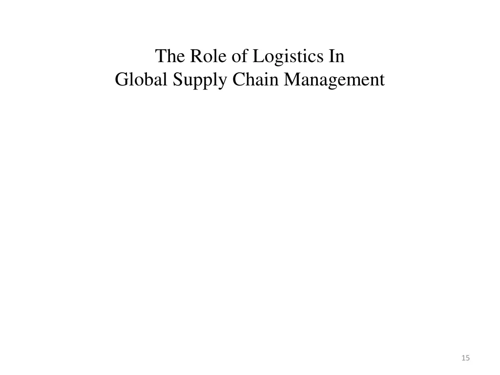 the role of logistics in global supply chain