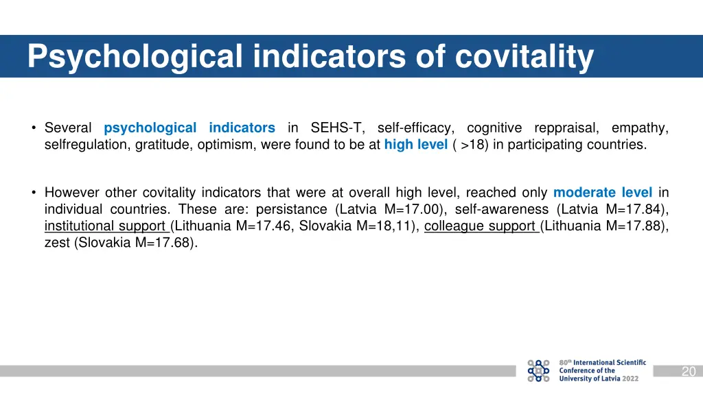 psychological indicators of covitality