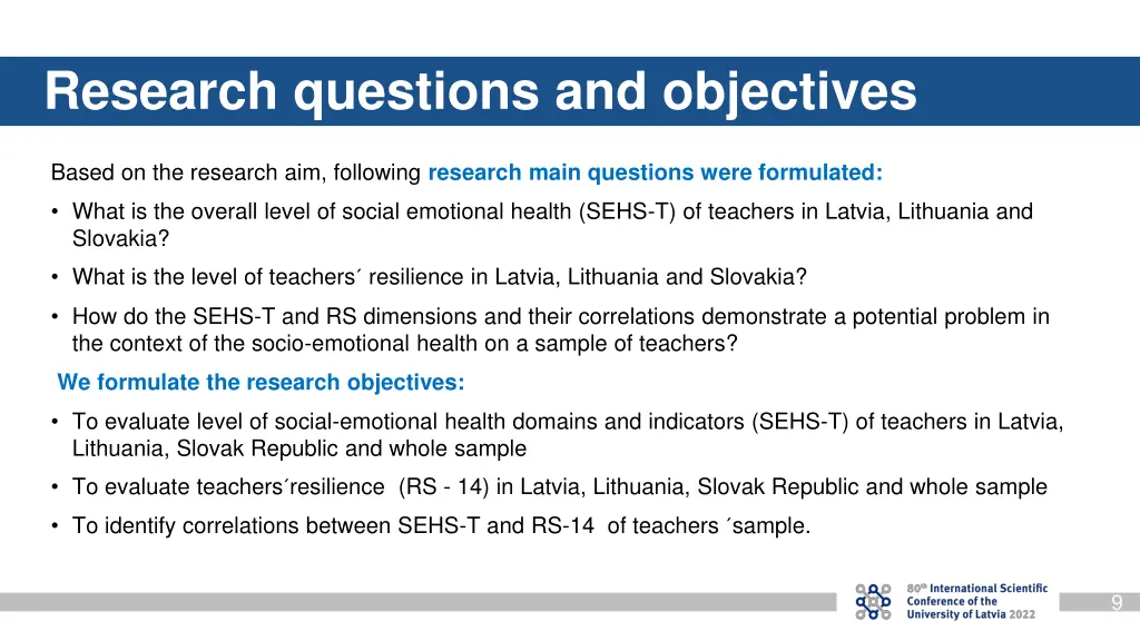 research questions and objectives