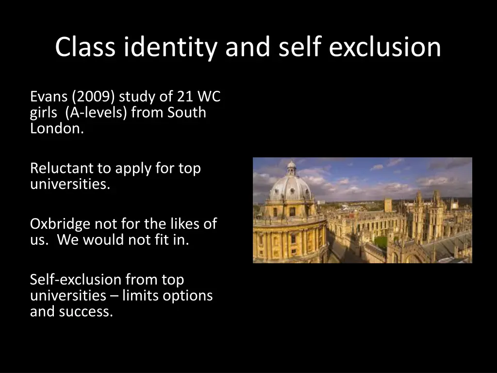 class identity and self exclusion