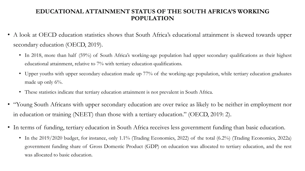 educational attainment status of the south africa