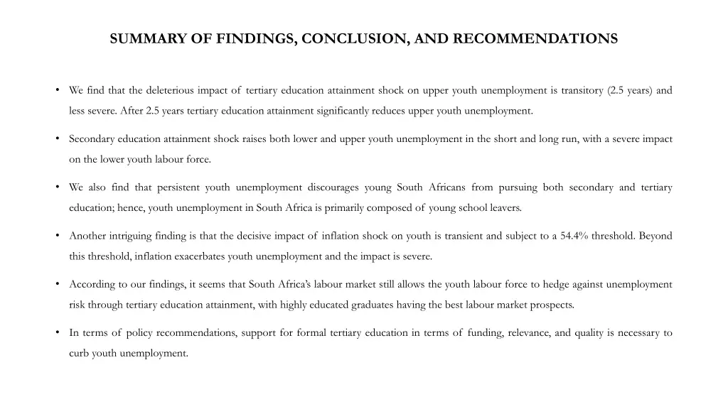 summary of findings conclusion and recommendations