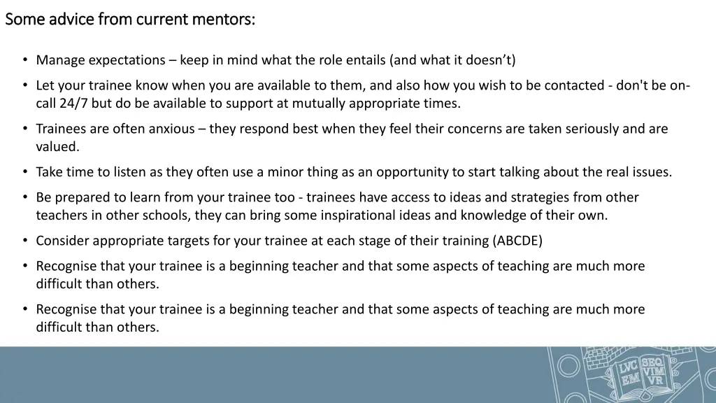 some advice from current mentors some advice from