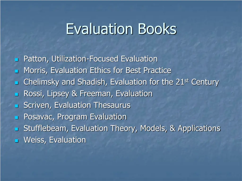 evaluation books