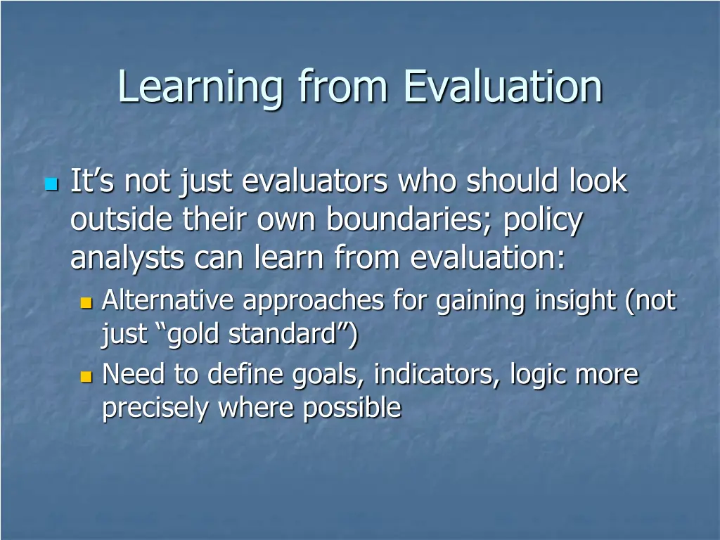 learning from evaluation