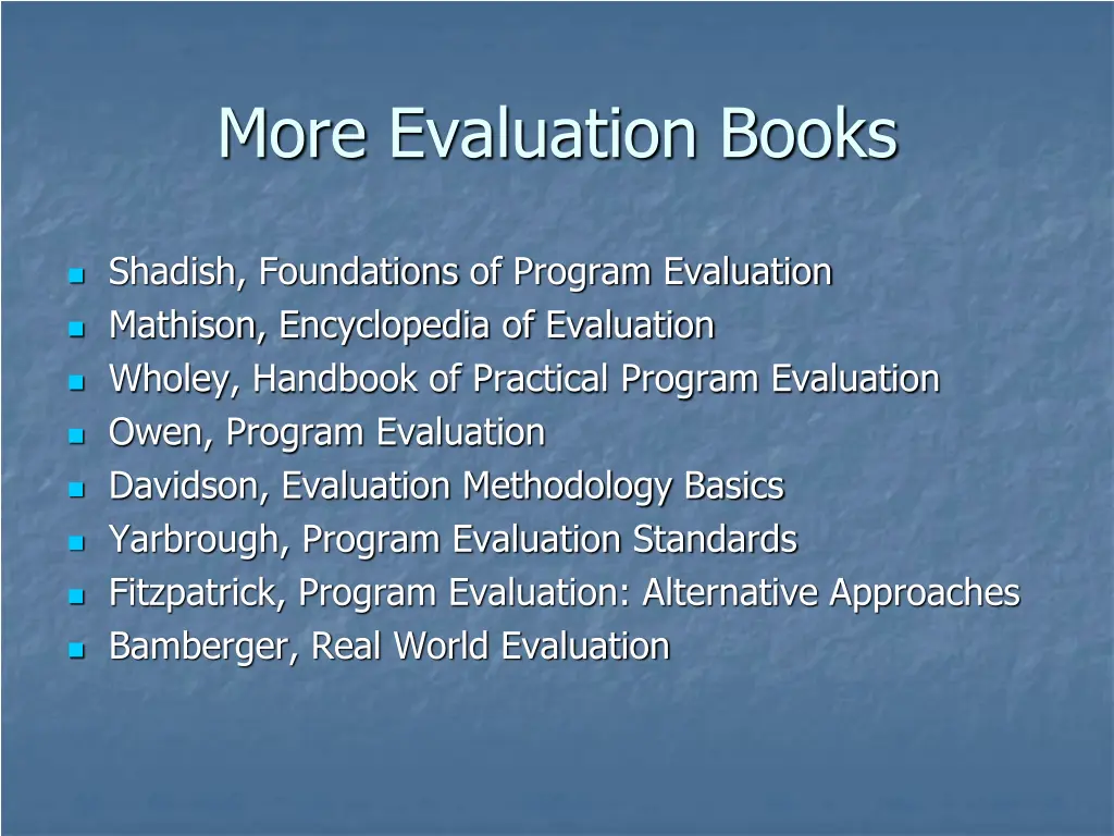 more evaluation books