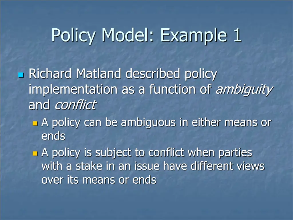 policy model example 1