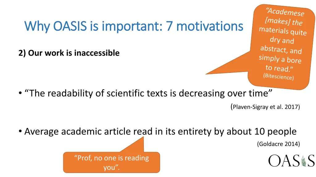 why oasis is important 7 motivations why oasis 1