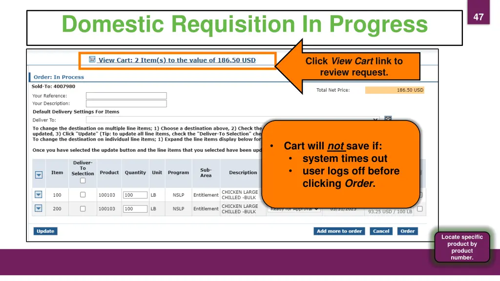 domestic requisition in progress