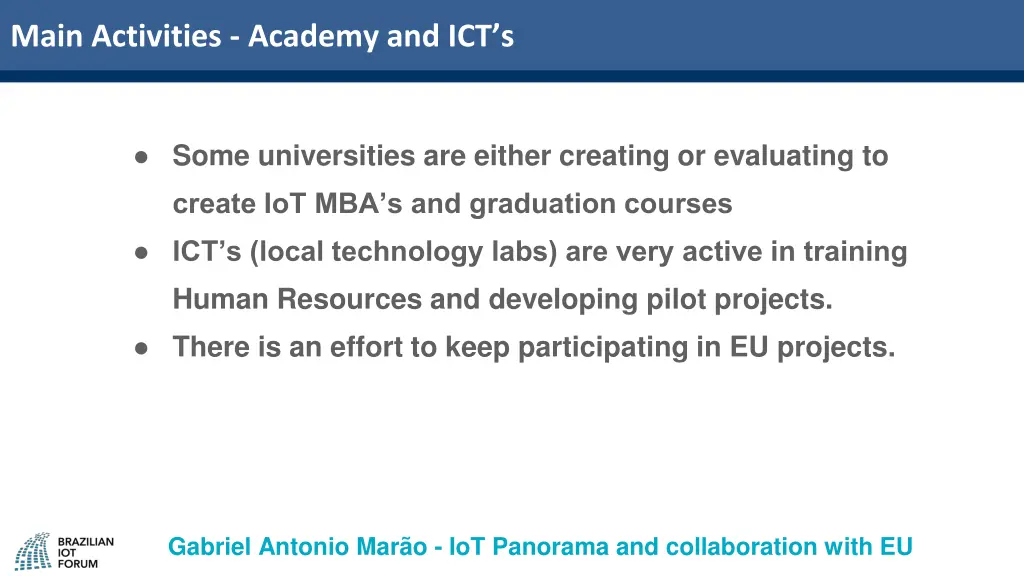 main activities academy and ict s