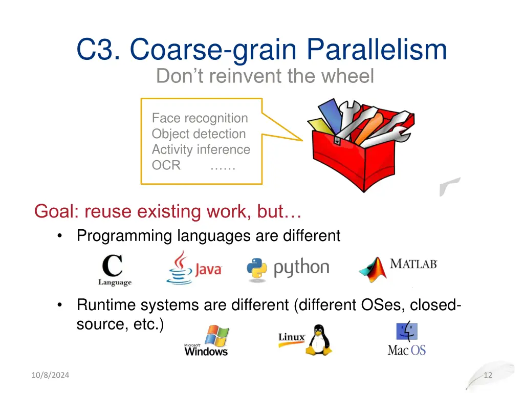 c3 coarse grain parallelism don t reinvent