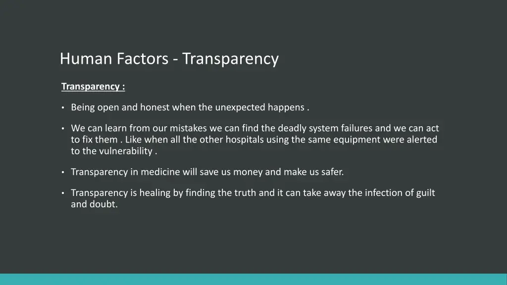 human factors transparency