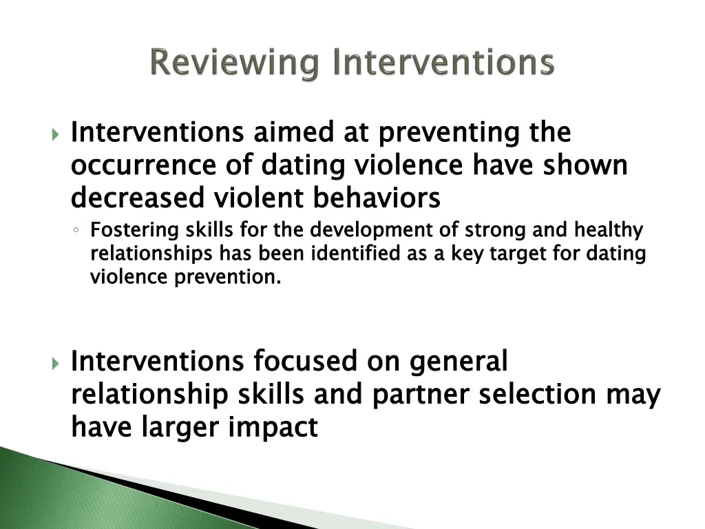 interventions aimed at preventing the occurrence