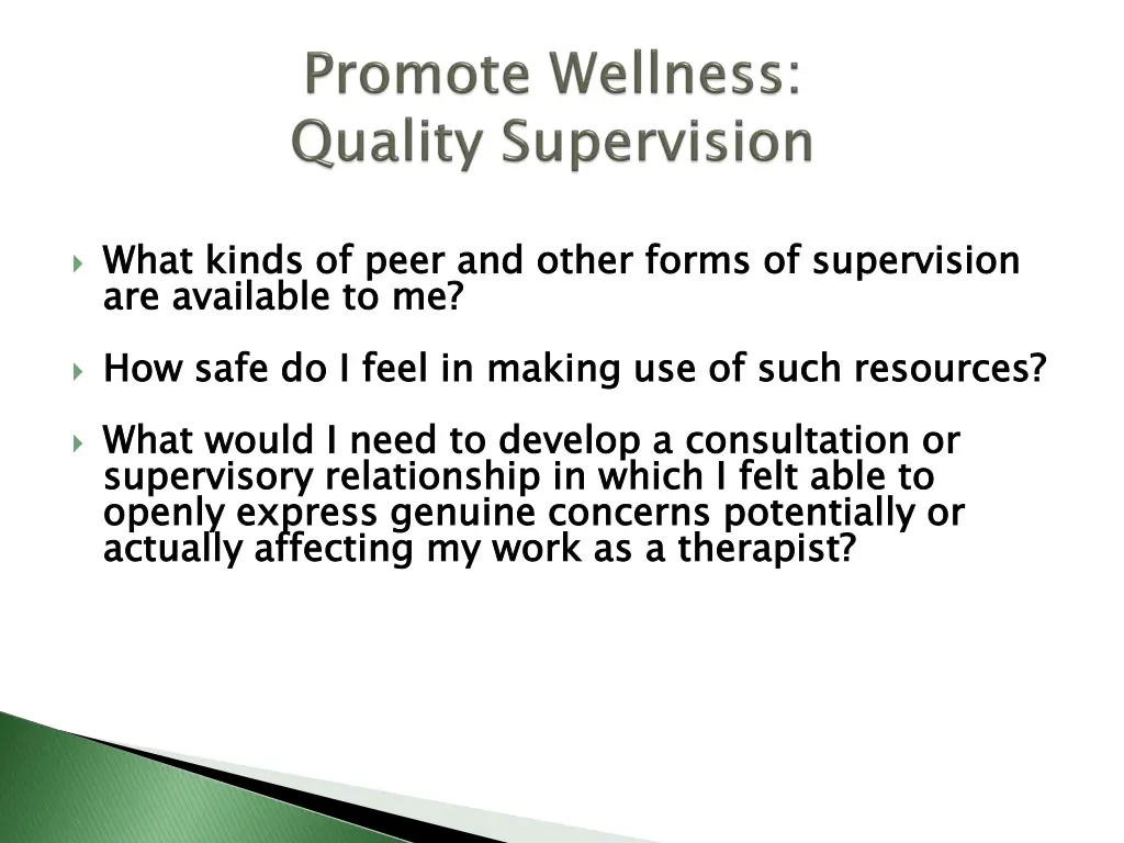 what kinds of peer and other forms of supervision