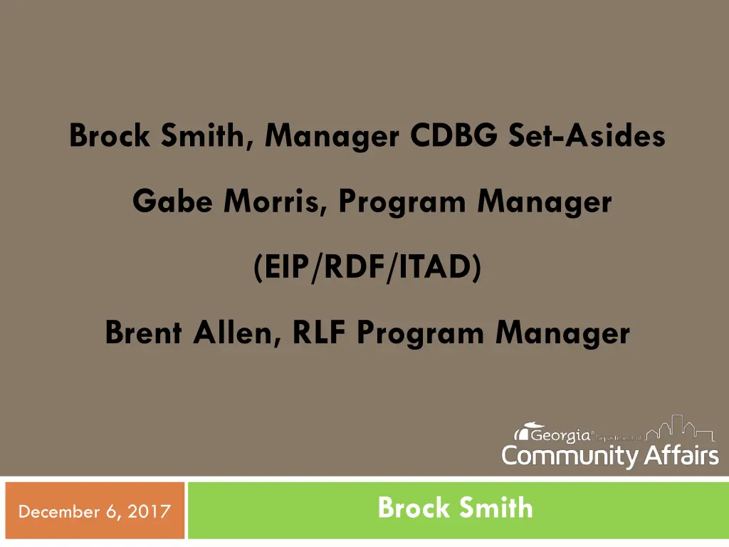 brock smith manager cdbg set asides