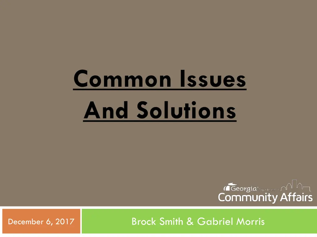 common issues and solutions