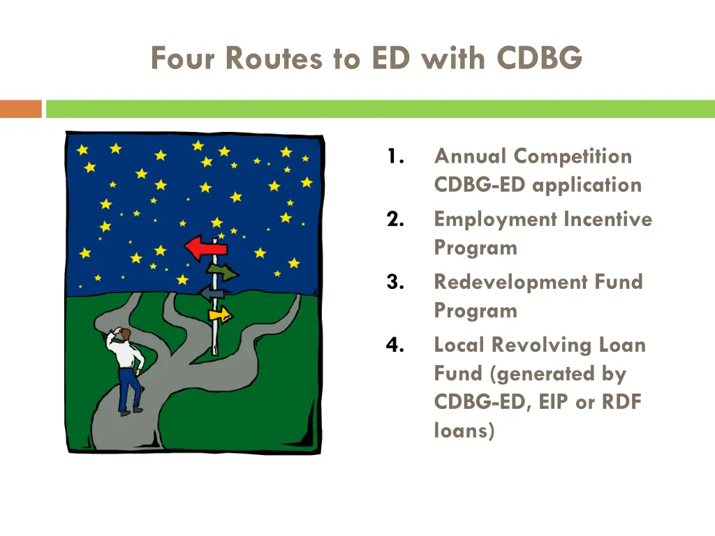 four routes to ed with cdbg