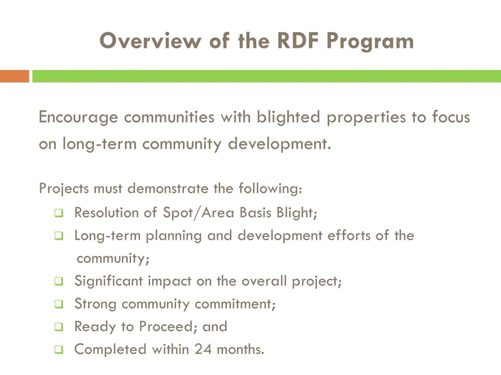 overview of the rdf program