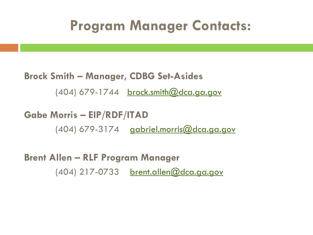 program manager contacts