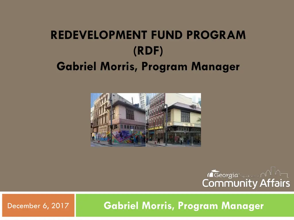 redevelopment fund program rdf gabriel morris