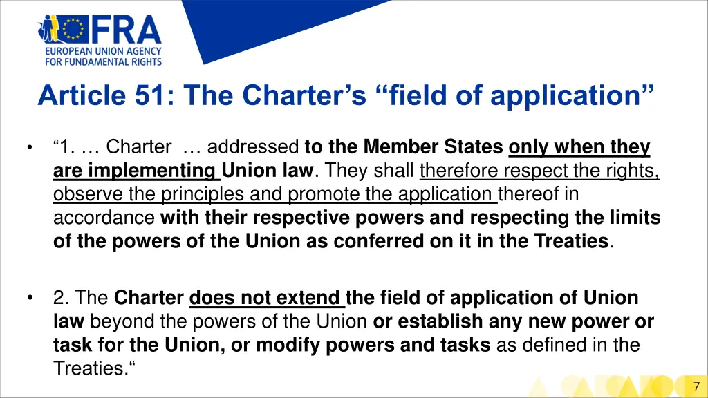 article 51 the charter s field of application