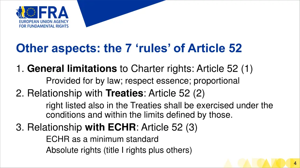 other aspects the 7 rules of article 52