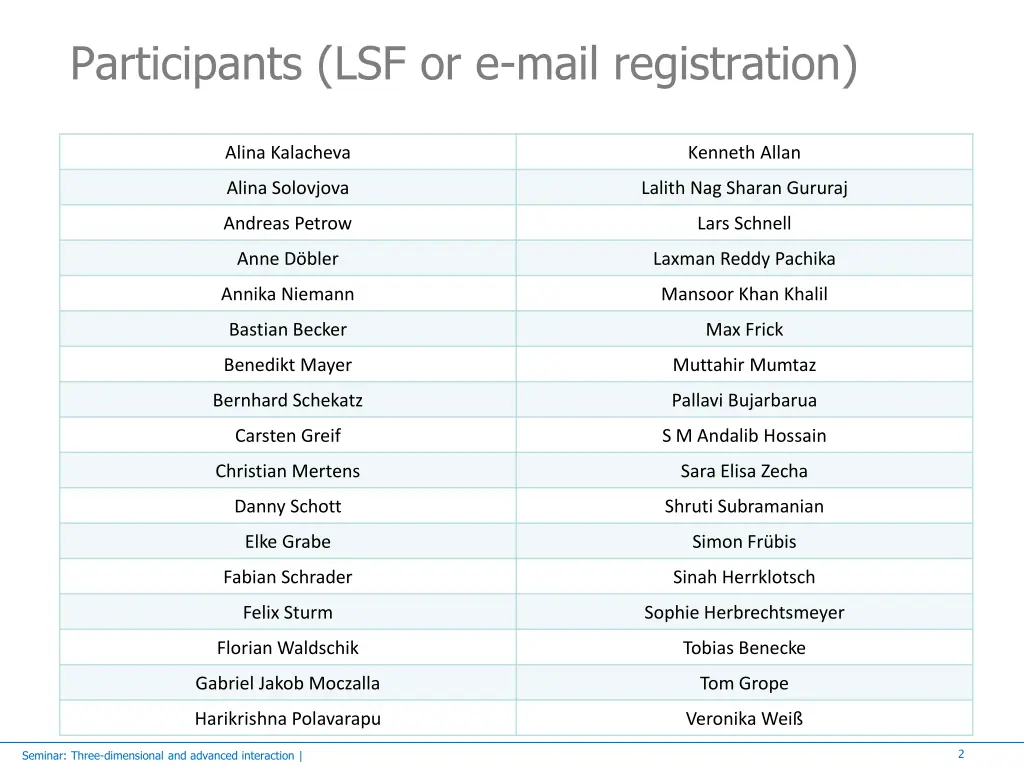 participants lsf or e mail registration