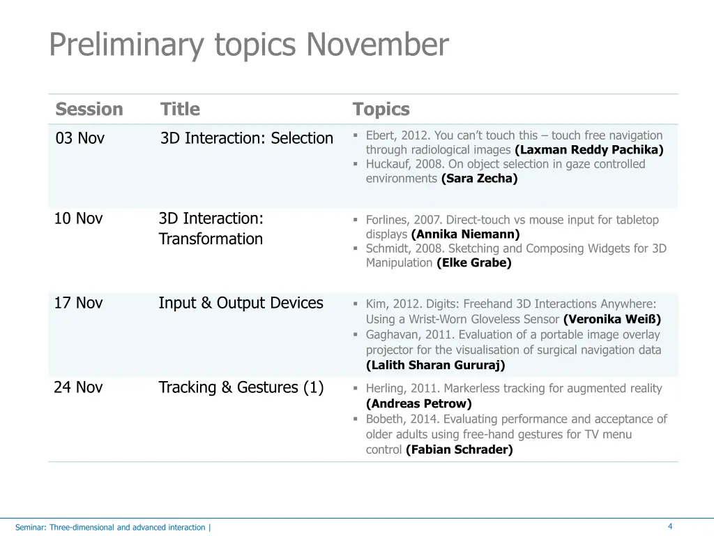 preliminary topics november