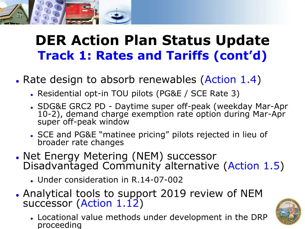 der action plan status update track 1 rates 1