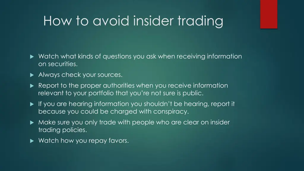 how to avoid insider trading