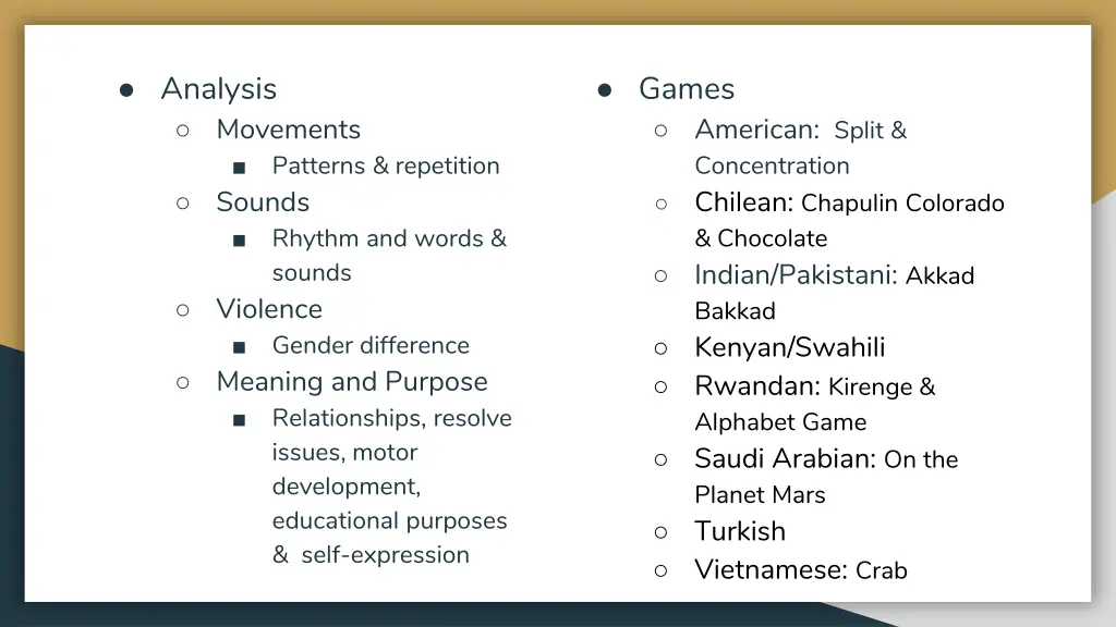 analysis movements sounds