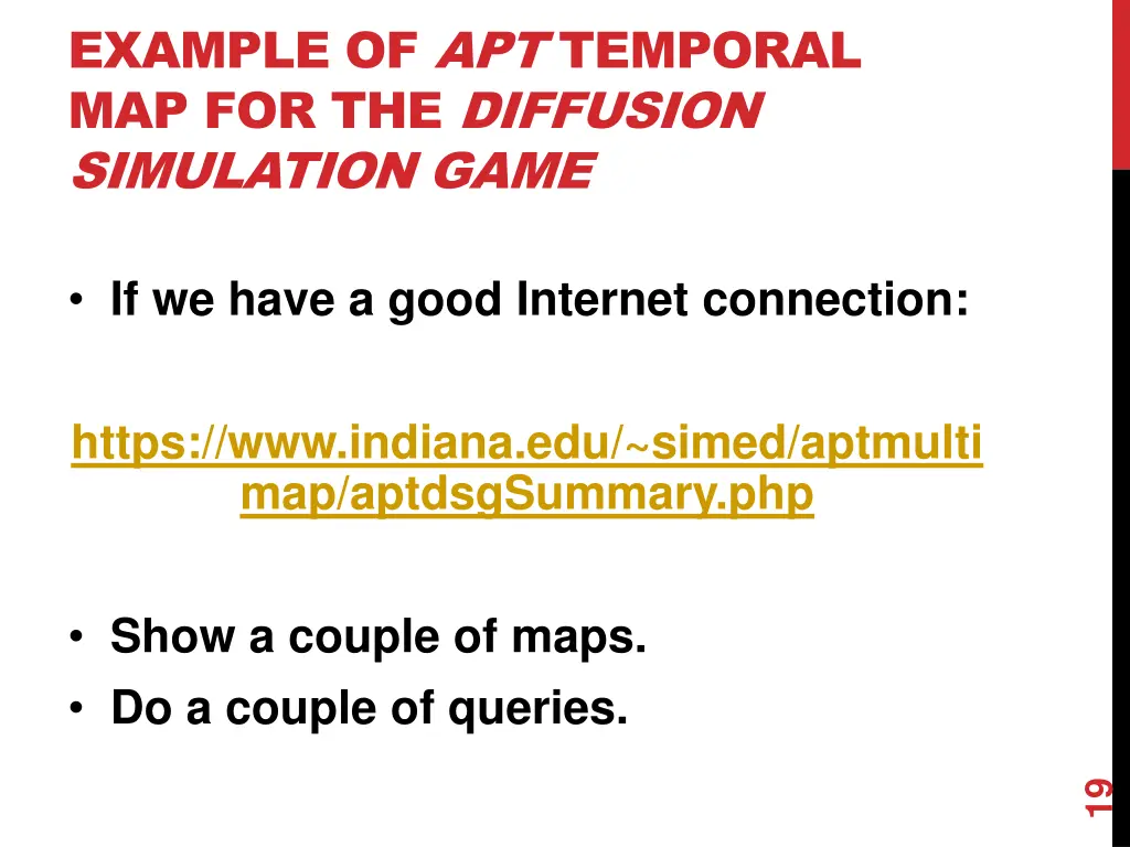 example of apt temporal map for the diffusion